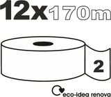 Toalettpapper Renova Jumbo BLK, 12 rullar vid 170 M, vitt papper, 2 lager