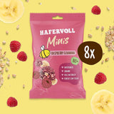 HAFERVOLL Minis Raps och Banan 8x 65g - Certifierad ekologisk, med honung, utan tillsatt socker, perfekt att dela