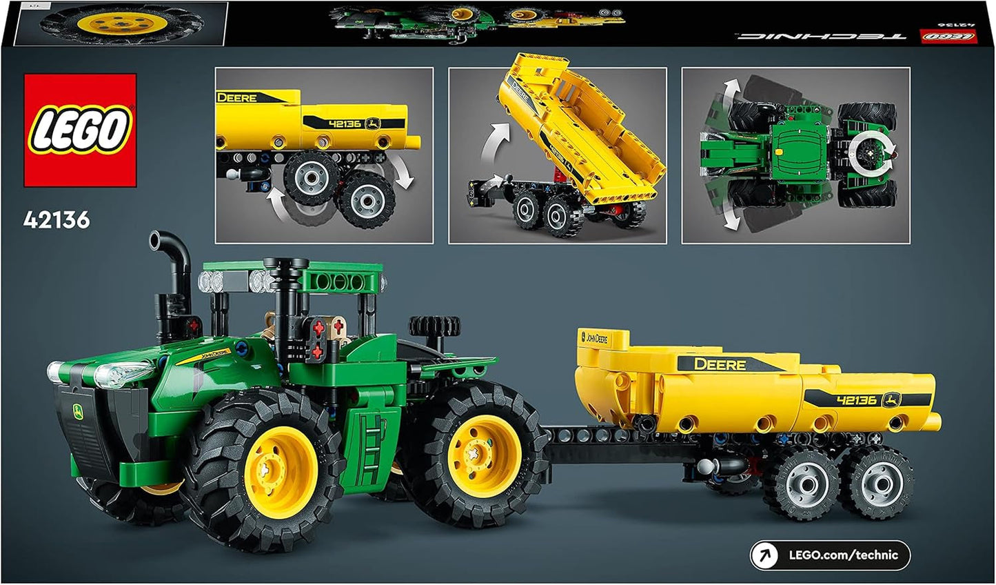 LEGO Technic John Deere 9620R 4WD-traktor med tippvagn Klassisk jordbruksleksak för barn Pojkar och flickor 8 år gamla Samlarmodellsats 42136 Byggset Besuche den LEGO-Store