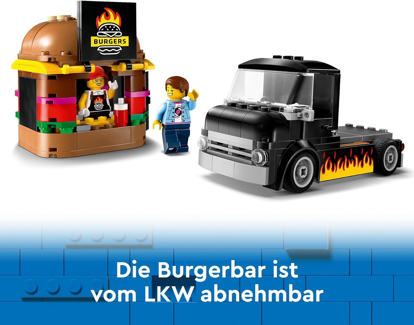 LEGO City Burger Truck Byggset med leksaksbil för 5-åringar, Food Truck minifigur och tillbehör, rolig present till pojkar och flickor 60404 Byggset Besuche den LEGO-Store
