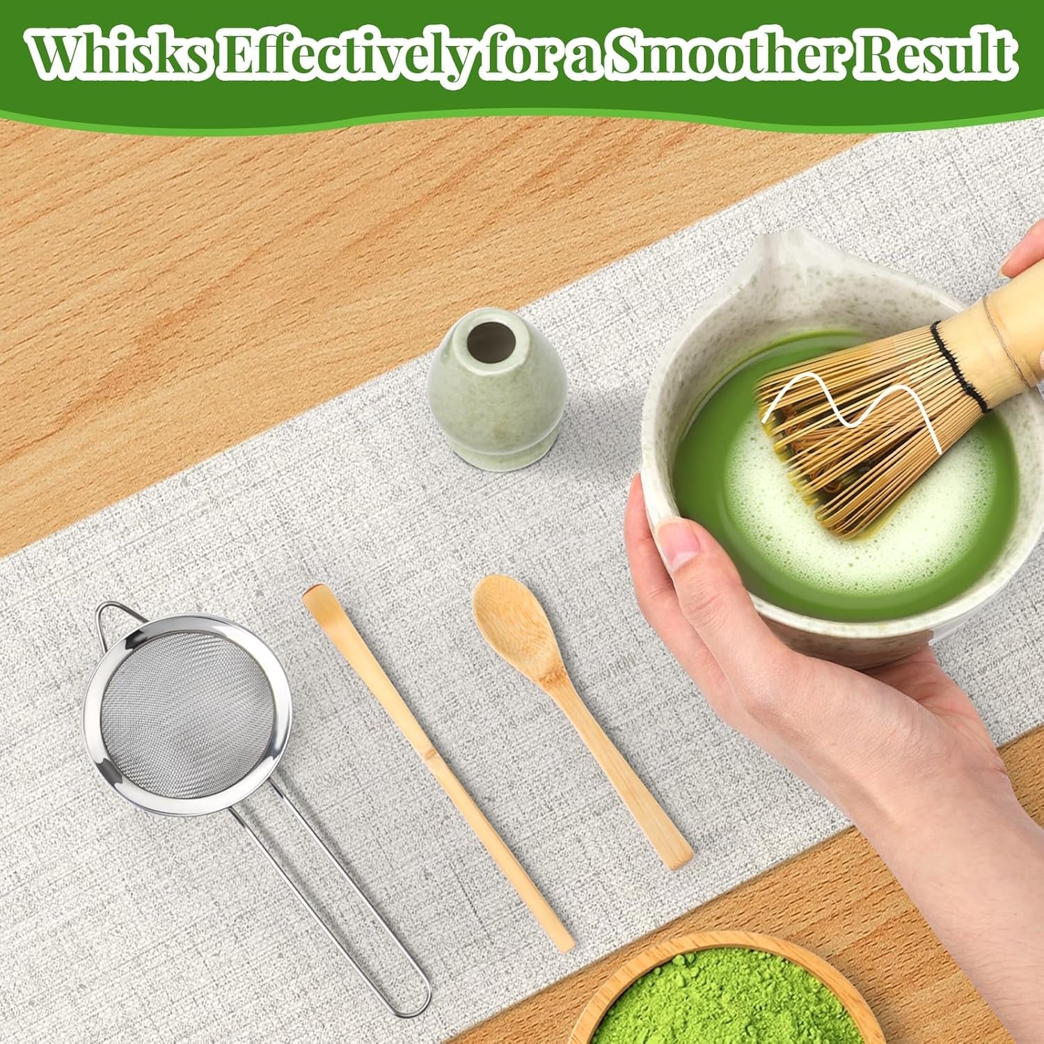 Alyvisun Matcha-set, 5-delat Matcha-te-servis med Matcha-tekanna och Matcha-teställ, tesked, tesked, Matcha-te-set för Matcha-älskare, perfekt för nybörjare och entusiaster
