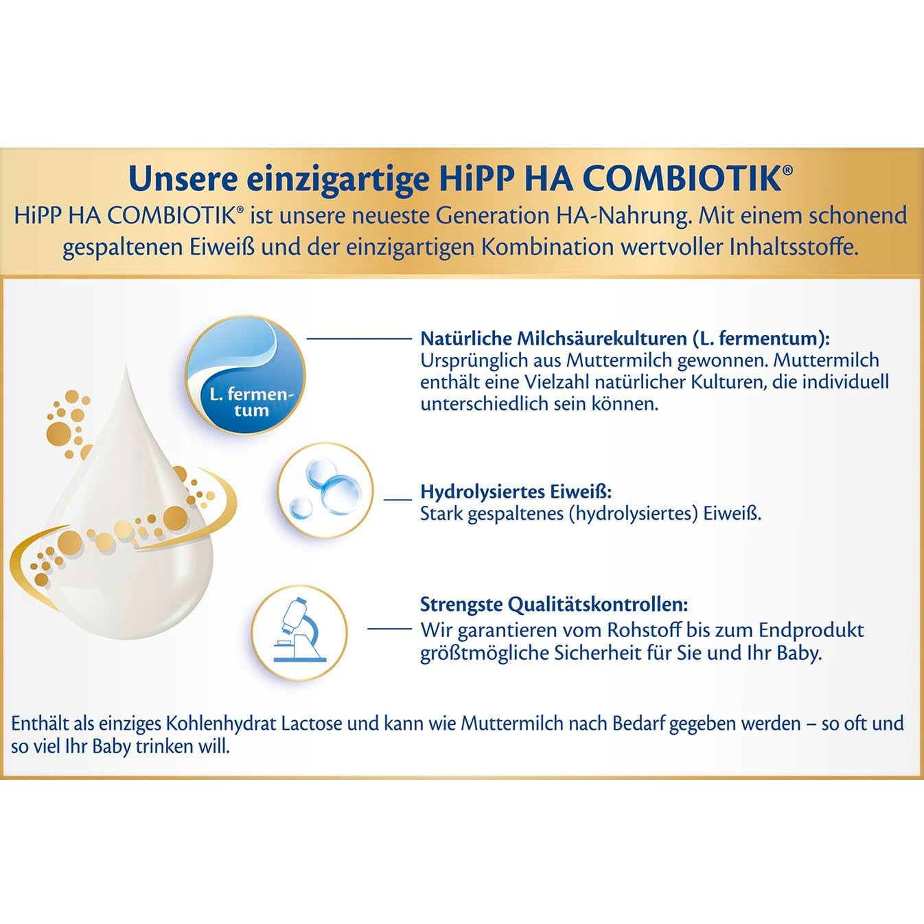 HiPP PRE HA Combiotik (4 x 600 g), hydrolyserad mjölkpulverformel för spädbarn från födseln, med naturliga mjölksyrakulturer, för känsliga immunsystem
