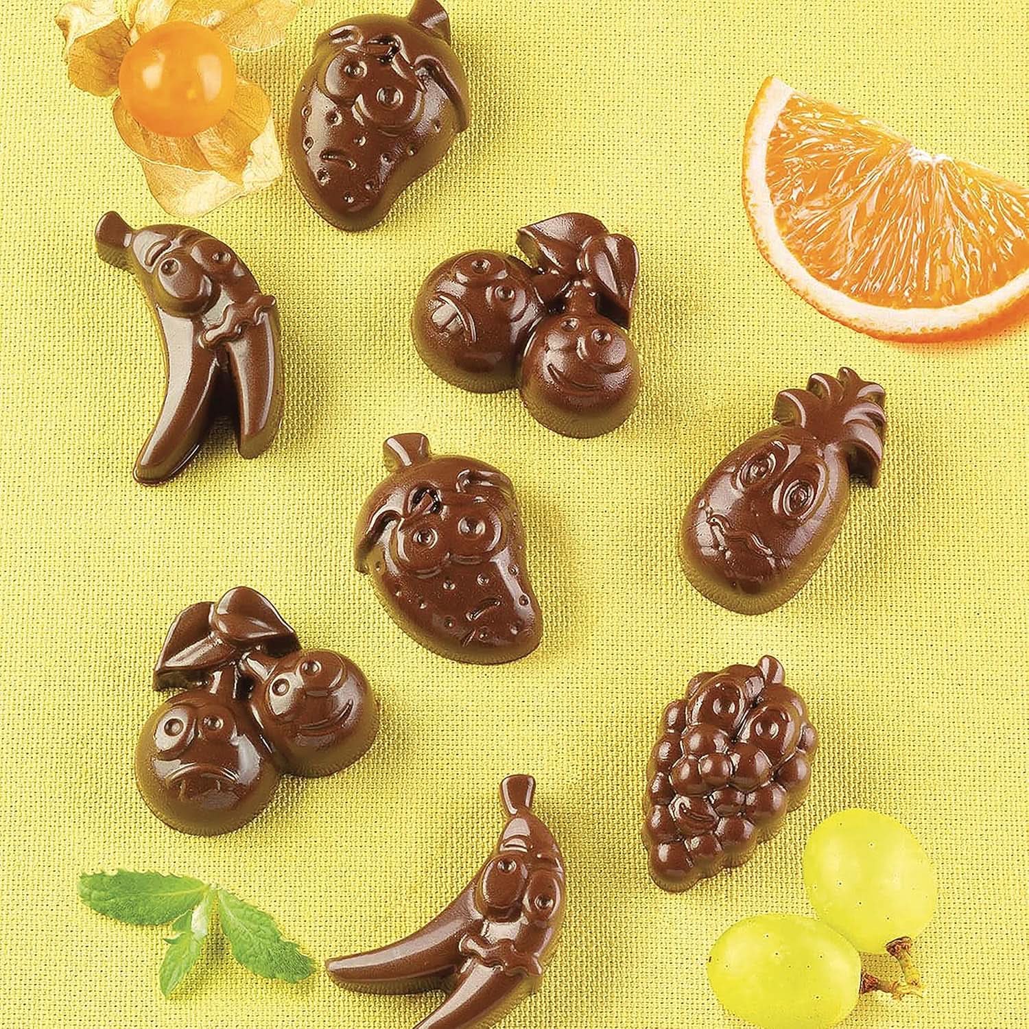 Silikonform Pralin Silikomart Frukt 3,2 x 3,2 x H 1,5 cm, 10 ml, 15 hålrum (SCG32) Kitchen Naty Shop