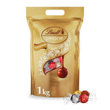 Klassiskt sortiment av Lindt chokladbollar LINDOR | ca. 80 bollar choklad (mjölk, vit, mörk 60%, hasselnöt) | Bulkförpackning, 1 kg
