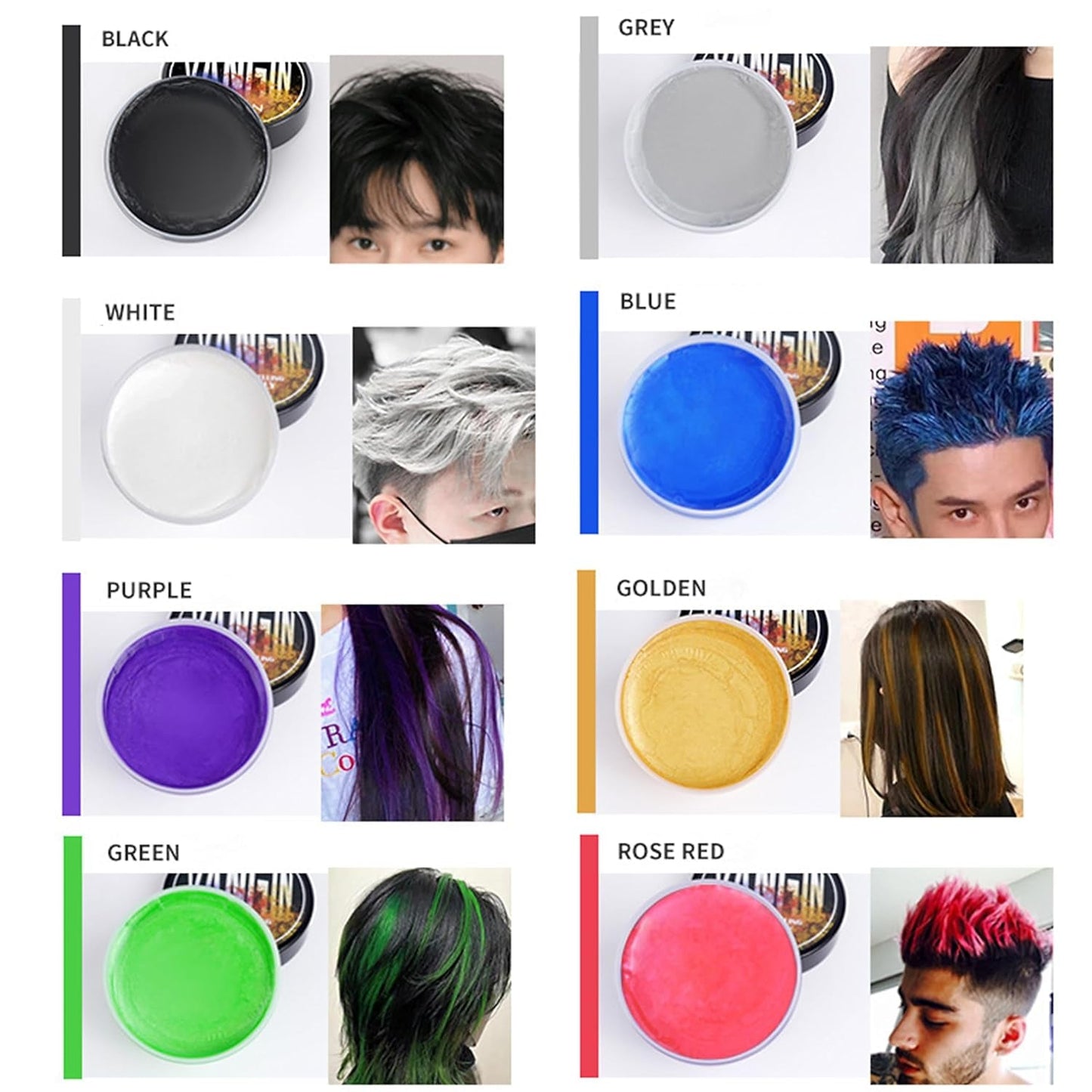 Tillfällig grön hårfärg, styling av hårfärg för män, kvinnor, naturlig hårpomada, hårfärgningsvax för fest, cosplay och halloween, jul, kräm tillfällig hårfärg (100 g, grön) Naty Shop hårfärgning