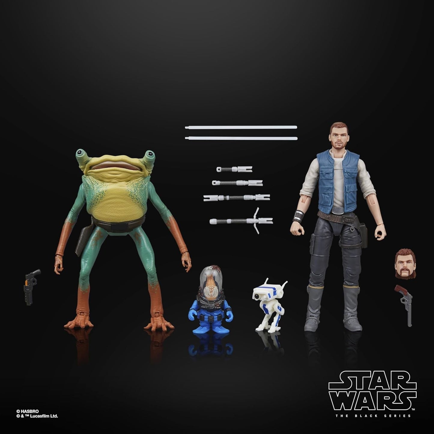 Star Wars Black Series Cal Kestis, Turgle & Skoova Stev, Star Wars Jedi: Survivor Collectible Actionfigurer (Skala 15 Cm) Actionfigurer Naty Shop