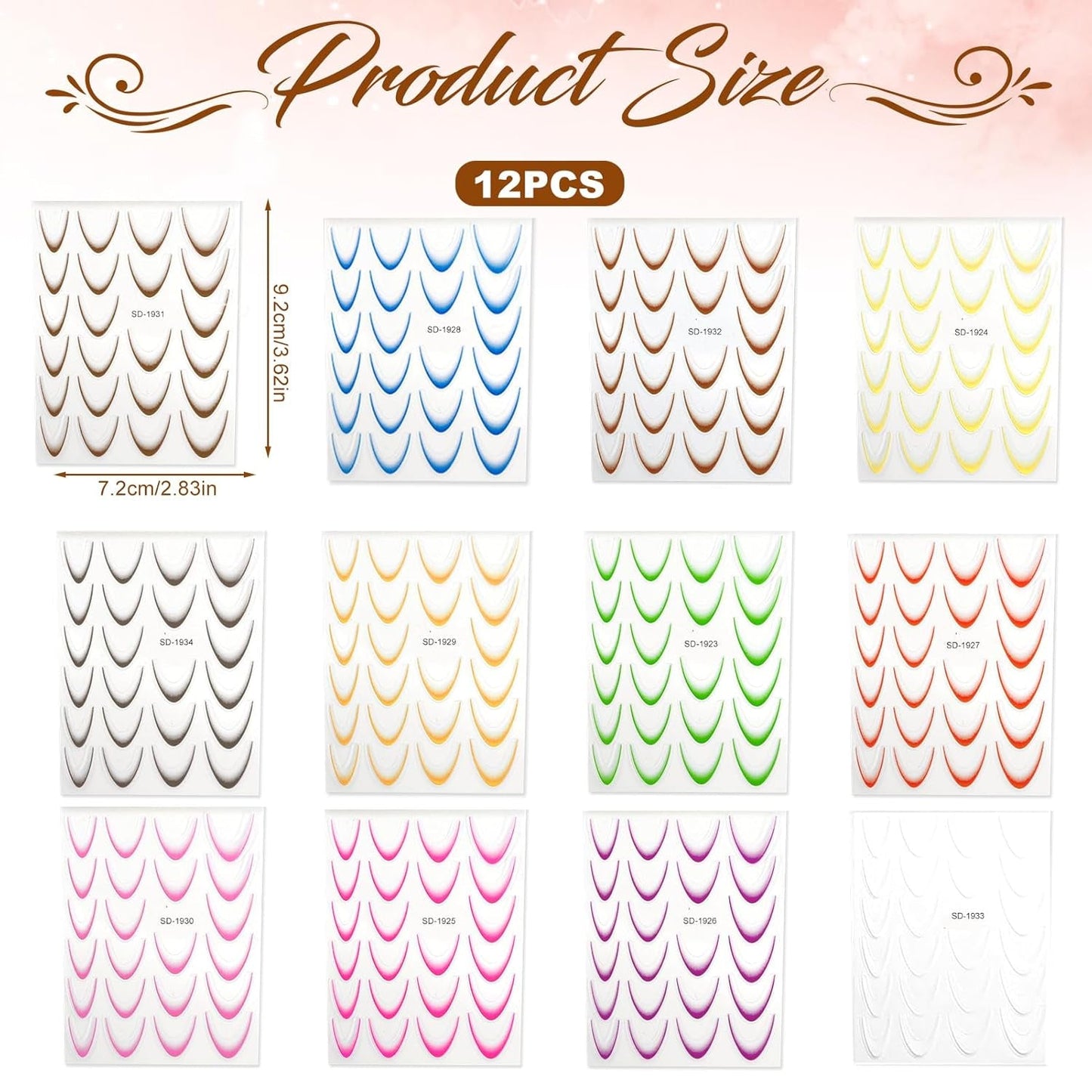 12 Stück French Tip Nagelsticker Selbstklebend Bunte French Nails Schablone Nagelaufkleber Nagelkonstklistermärken Nageldesign DIY Nägel Zubehör(12 Farben)