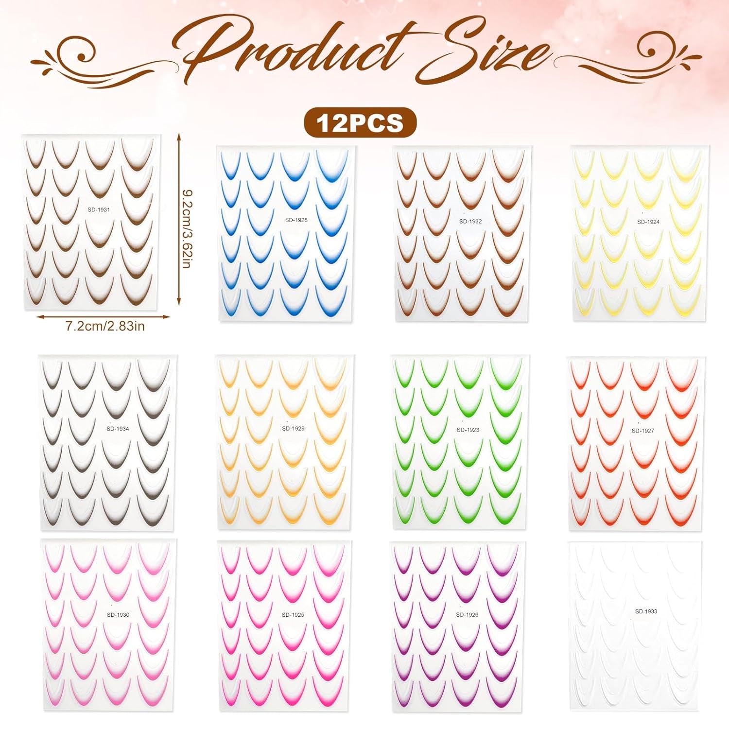 12 Stück French Tip Nagelsticker Selbstklebend Bunte French Nails Schablone Nagelaufkleber Nagelkonstklistermärken Nageldesign DIY Nägel Zubehör(12 Farben)