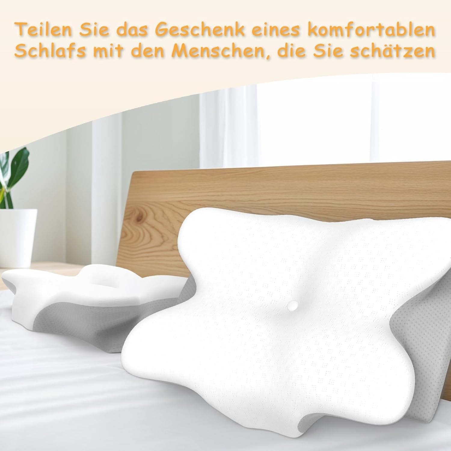 Ergonomisk nackkudde med minnesskum med avtagbart tvättbart överdrag för ortopedisk sömn, nacksmärta och buksmärtor (55X35X13 Cm) Naty Shop cervikala ortopediska kuddar