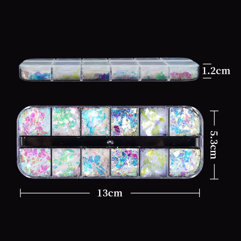 JMEOWIO Nail Glitter 12 Grids Mermaid Nail Art Dekoration Tillbehör Nageldesign