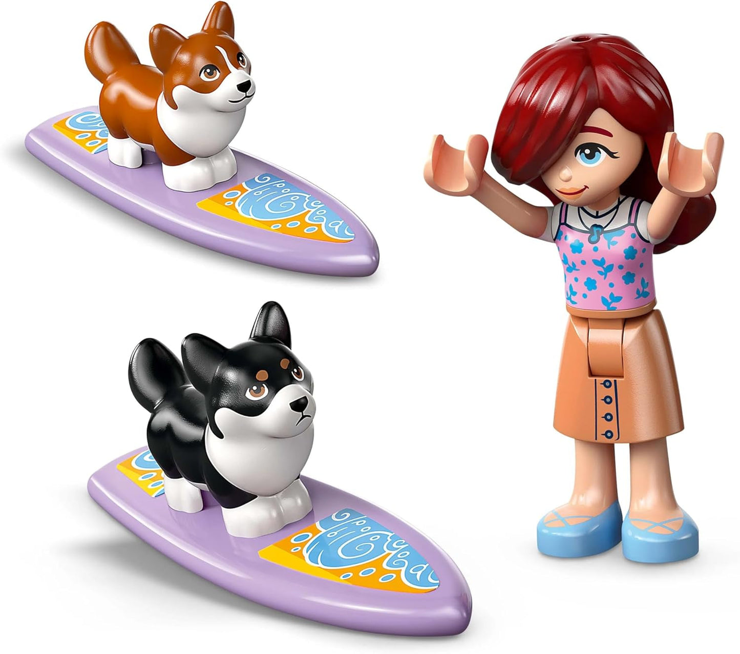LEGO Friends Beach Adventure med hundar Byggleksak för flickor 6 år gamla djurlekset med 2 minifigurer och 2 corgifigurer Kreativa barngåva Surfbräda Äventyrsbyggset 42641 Byggset Besuche den LEGO-Store