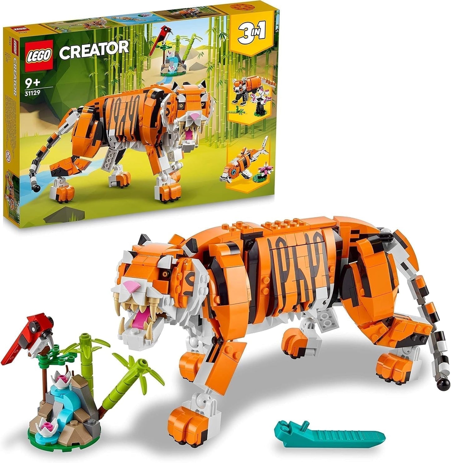 LEGO 31129 Creator Majestic Tiger, Panda eller Fish 3 i 1 djurfigursset Leksak för barn Pojkar och flickor Byggset för djurbyggande leksak Besuche den LEGO-Store Singel