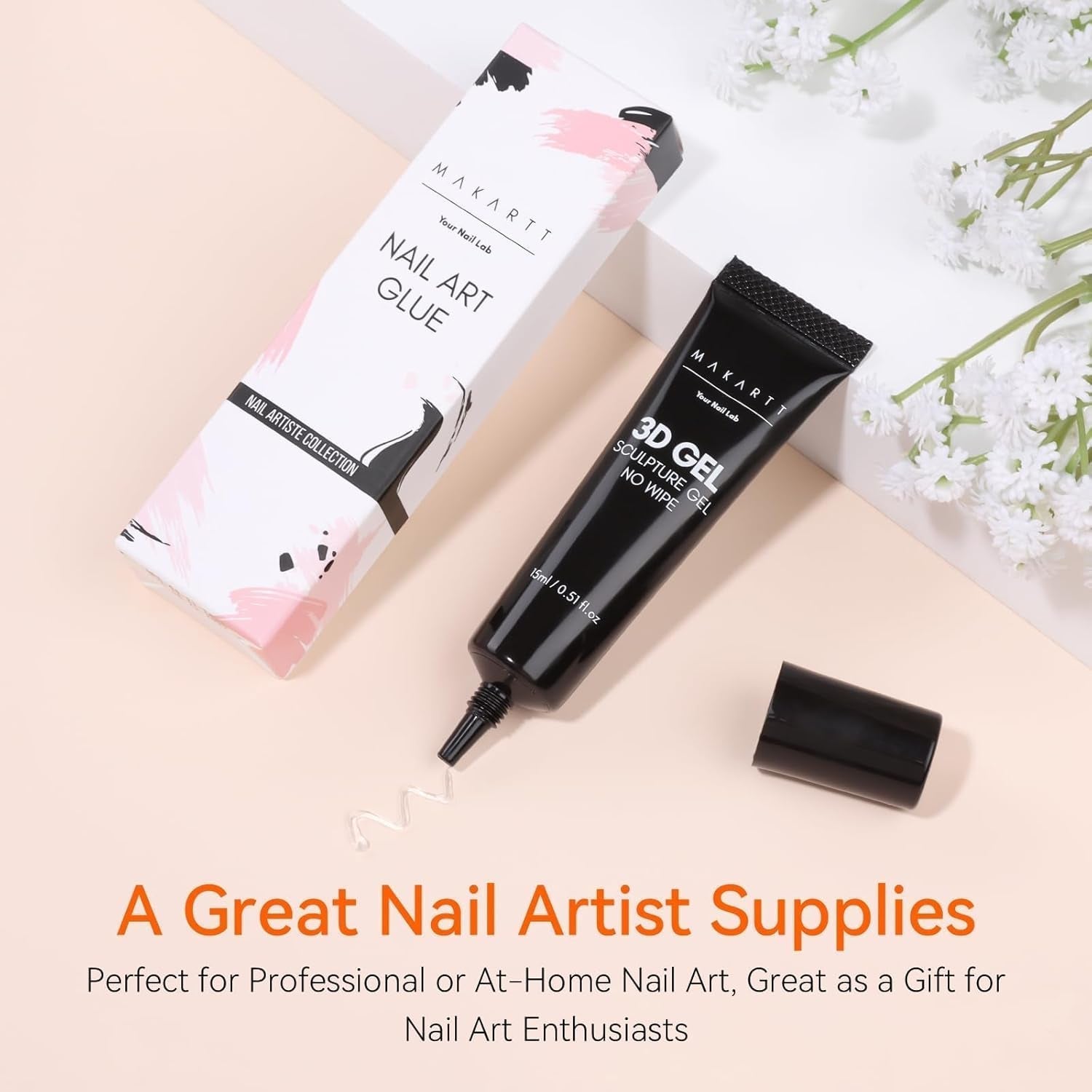 Makartt 3D Nail Art Gel - Rhinestone Glue Gel 15G för Nagelnyckelringar, Multifunktionell Nail Sculpture Gel för DIY Nail Design, Nail Sculpture Nagelmodellering hemma (Transparent)