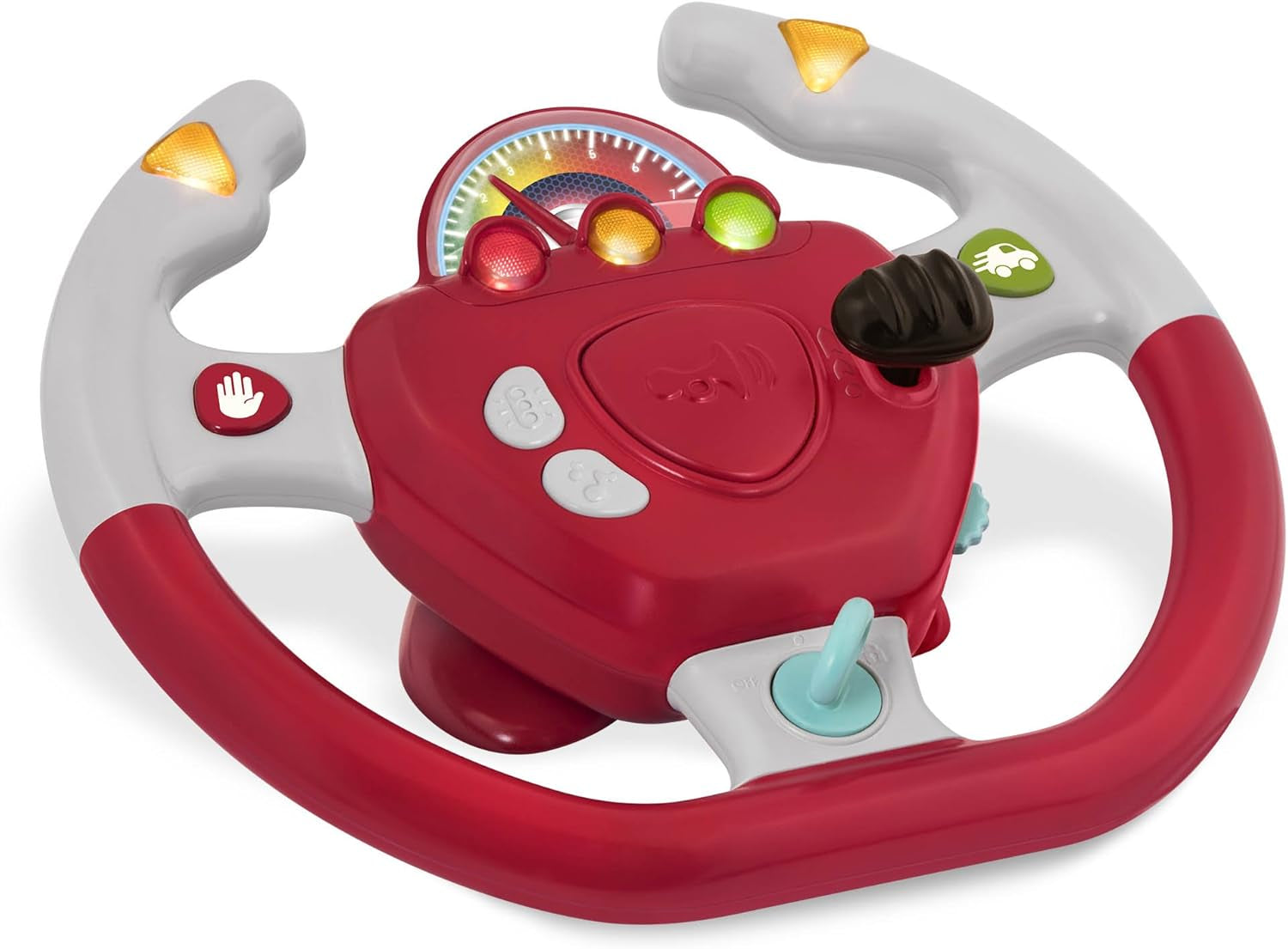 Battat Plastic, BT2525Z interaktiv rattleksak, även för resor och bilturer, med ljus och ljud för barn från 2 år och uppåt, röd, kompatibel med bilar Babyleksaker Naty Shop-ratt