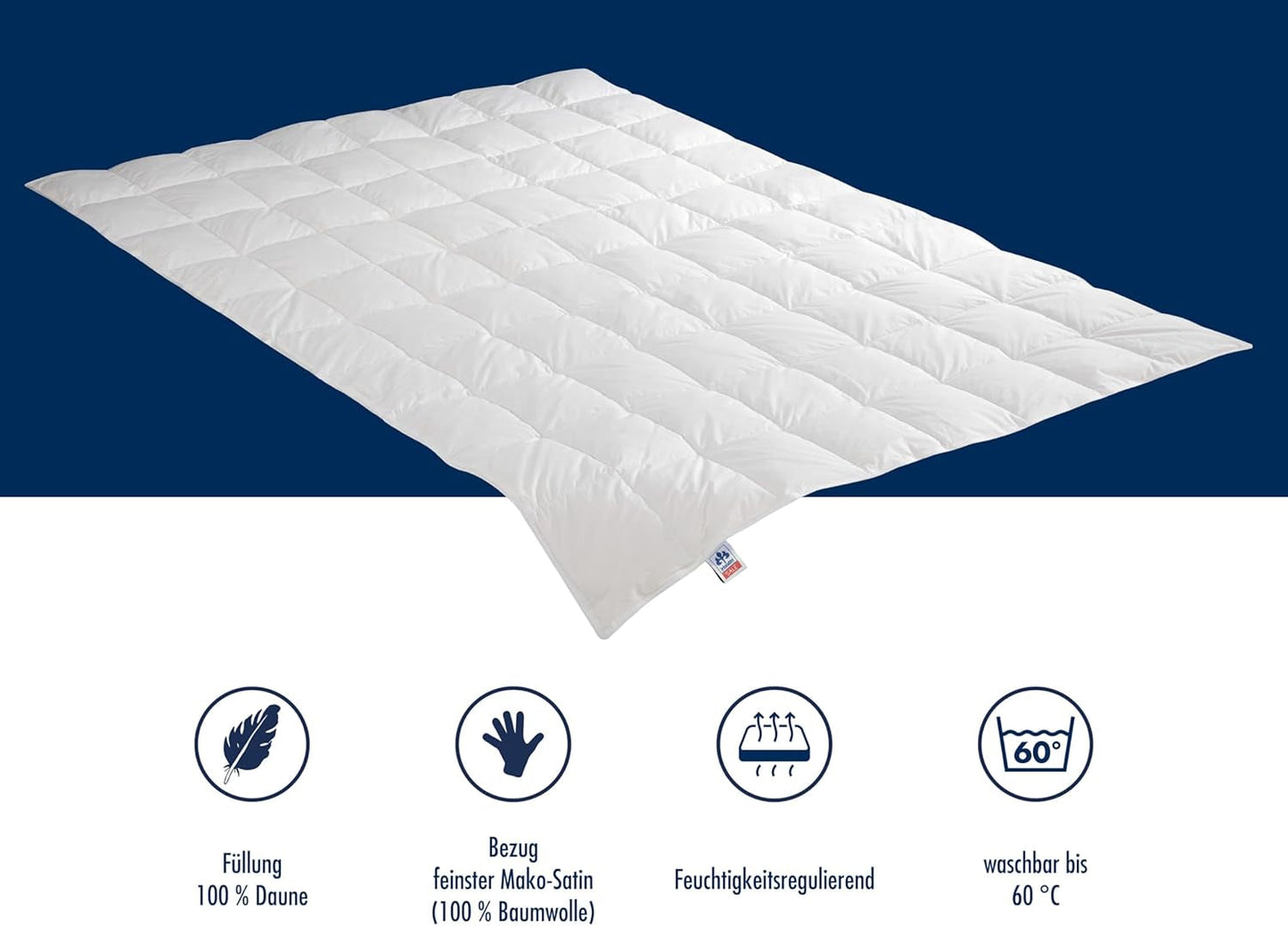 Irisette Nora duntäcke Lätt sommartäcke med 100% bomullsöverdrag, 100% dunfyllning klass I, 135 X 200 cm, Oeko-Tex certifierad, tillverkad enligt tysk kvalitetsstandard Täcken och täcken Naty Shop
