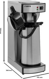Saro espressomaskin, inklusive karaff med isolerad rostfri pump – 2,2 l – förberedelsetid ca. 5–6 min – skydd vid körning utan vatten – 2,069 kW – modell THERMO 24