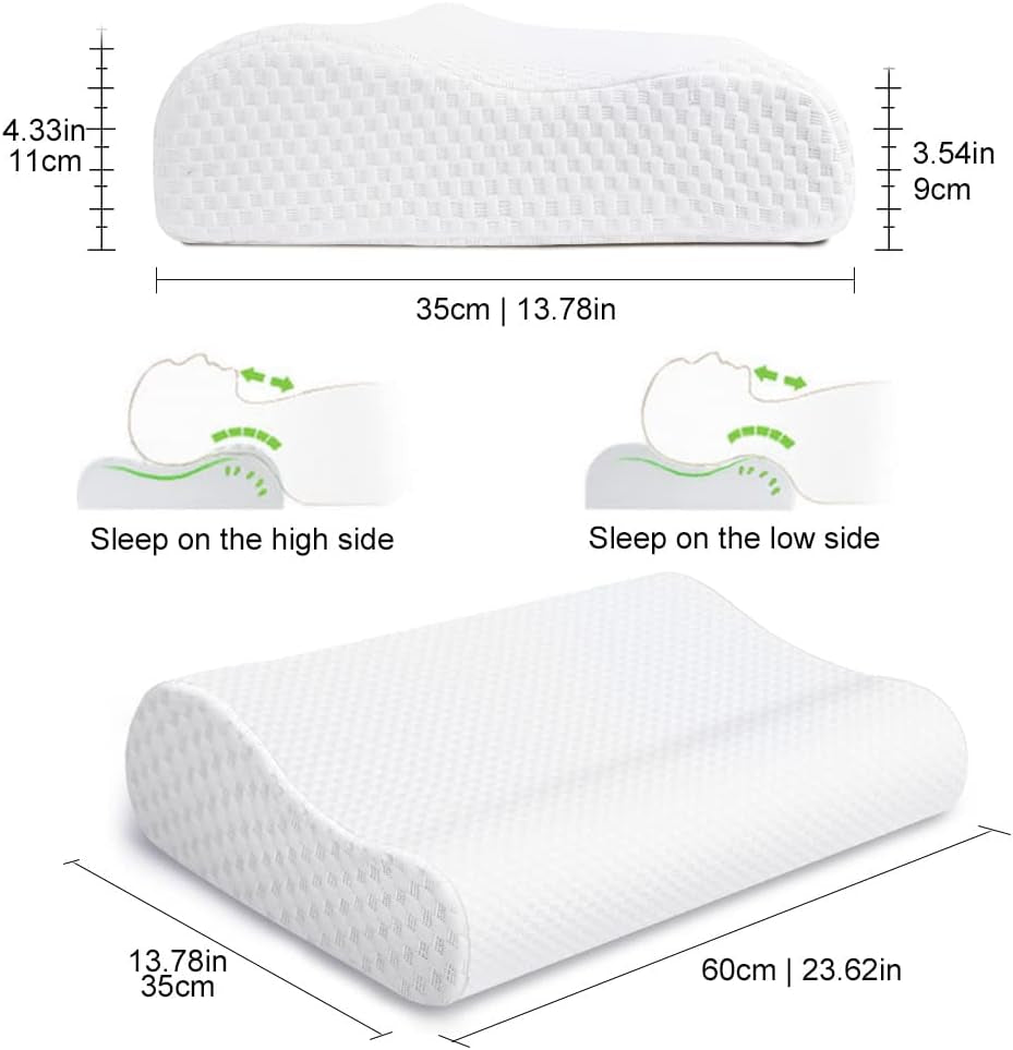 Findigit Health Kudde, Memory Foam Kudde, Ortopedisk nackstödskudde för sido- och ryggslipare, Ergonomisk Cervical Spine Kudde (60 X 35 X 11/9cm) Cervikal Ortopediska Kuddar Naty Shop