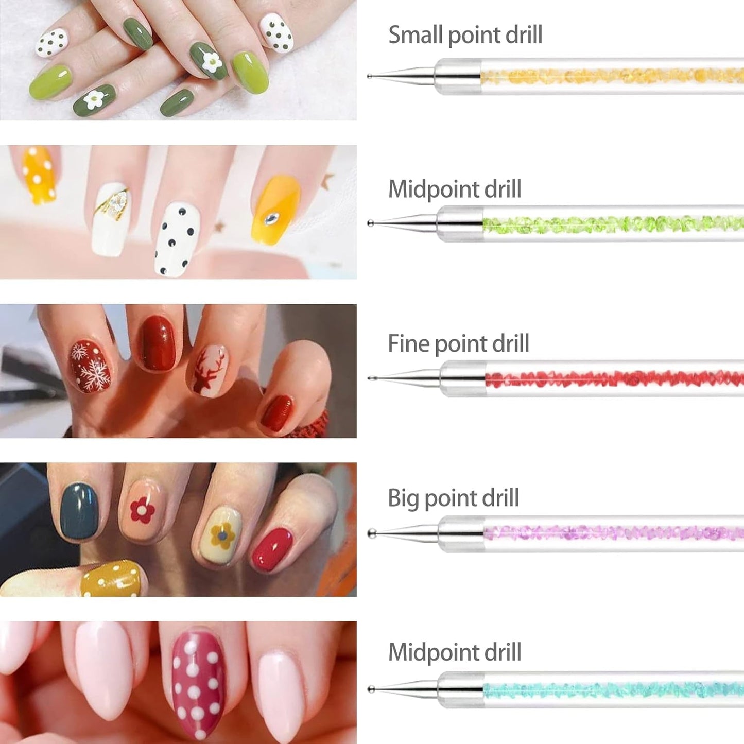 Sularpek 5 Stück Nagel Pinsel, Nageldesign Pinsel, Dotting Tool, Nail Art Liner Pinsel, Nagelverlängerung Gelpinsel, Nagelbürste Für Punktierungen, Zeichnen, För DIY Nail Art Design