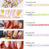 Sularpek 5 Stück Nagel Pinsel, Nageldesign Pinsel, Dotting Tool, Nail Art Liner Pinsel, Nagelverlängerung Gelpinsel, Nagelbürste Für Punktierungen, Zeichnen, För DIY Nail Art Design