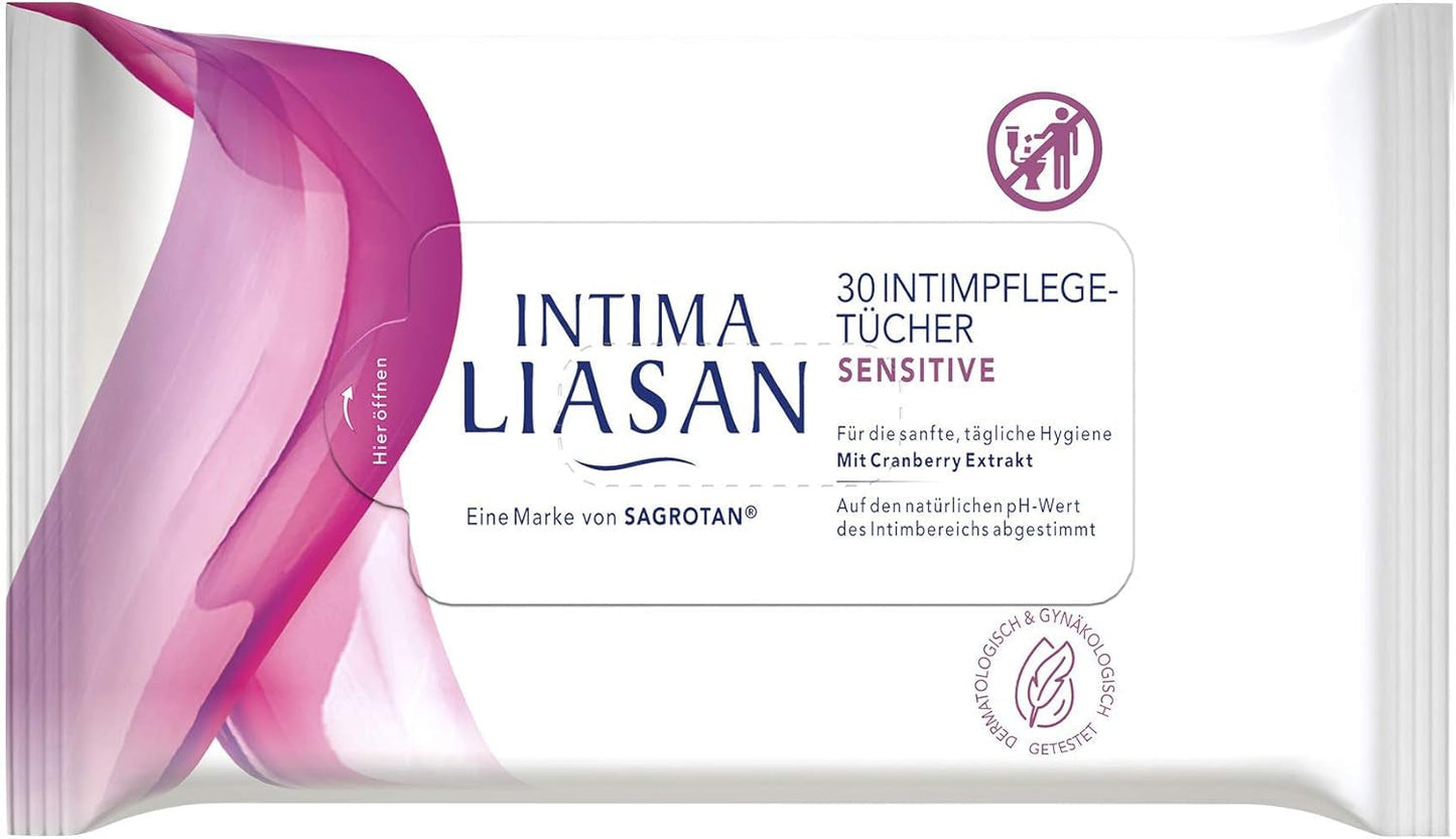 Intima Liasan by Sagrotan Sensitive intima bindor, tvål- och alkoholfri, 30 st.