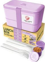 Umami Lunchbox för vuxna, 4 bestick och fack Läcksäker staplingsbar Bento-box, vuxenlunchbox, To-go-salladsbehållare, picknick/kontorslunchbox, kolgrå, 1500 ml Matförvaringslådor Naty Shop Lavendel Lila L - 1500 ml Staplingsbar inuti varandra
