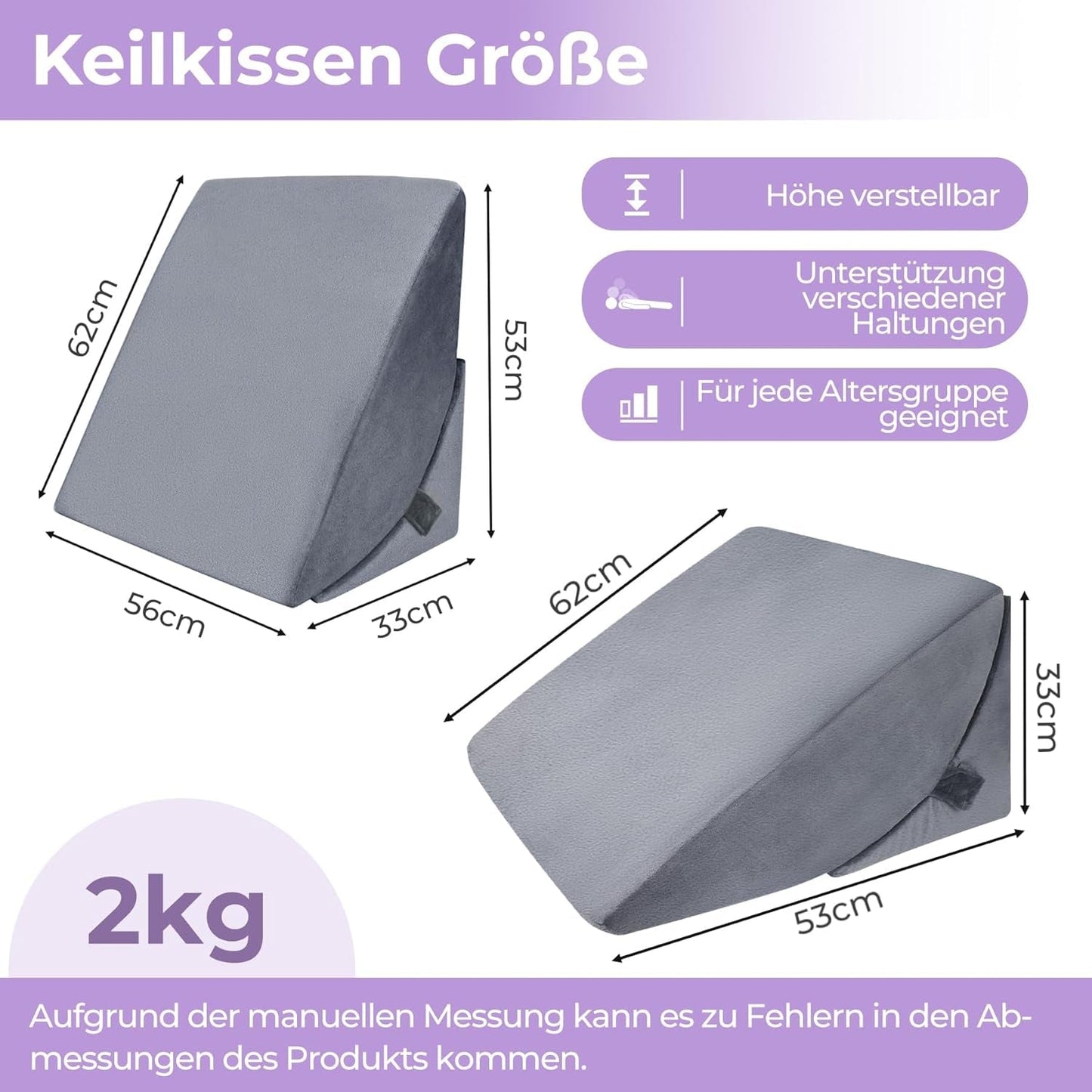 Högdensitetsskum justerbar fjäderkudde, ergonomisk ryggkudde för säng och soffa, anti-reflux läskudde för att sova, spela, titta på TV (tung)