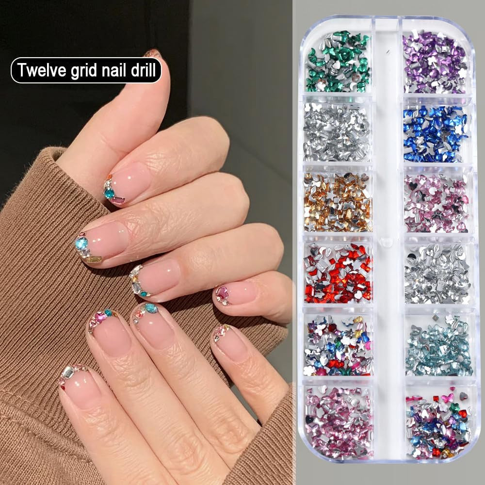 2000st Bunte Strasssteine ​​Nägel Glitzersteine ​​Nail Charms Nailart Edelsteine ​​Nagel Steine ​​Gllitzer Steine ​​Nagel Charms Nägel Zubehör Kristalle Diamant Nageldesign Strass Nail Art Strass Nail Gems