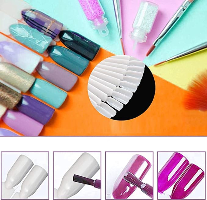 Nageldisplay, 40 pinnar konstgjorda nagellack, kapslar, praktisk fläkt, nagelkonst