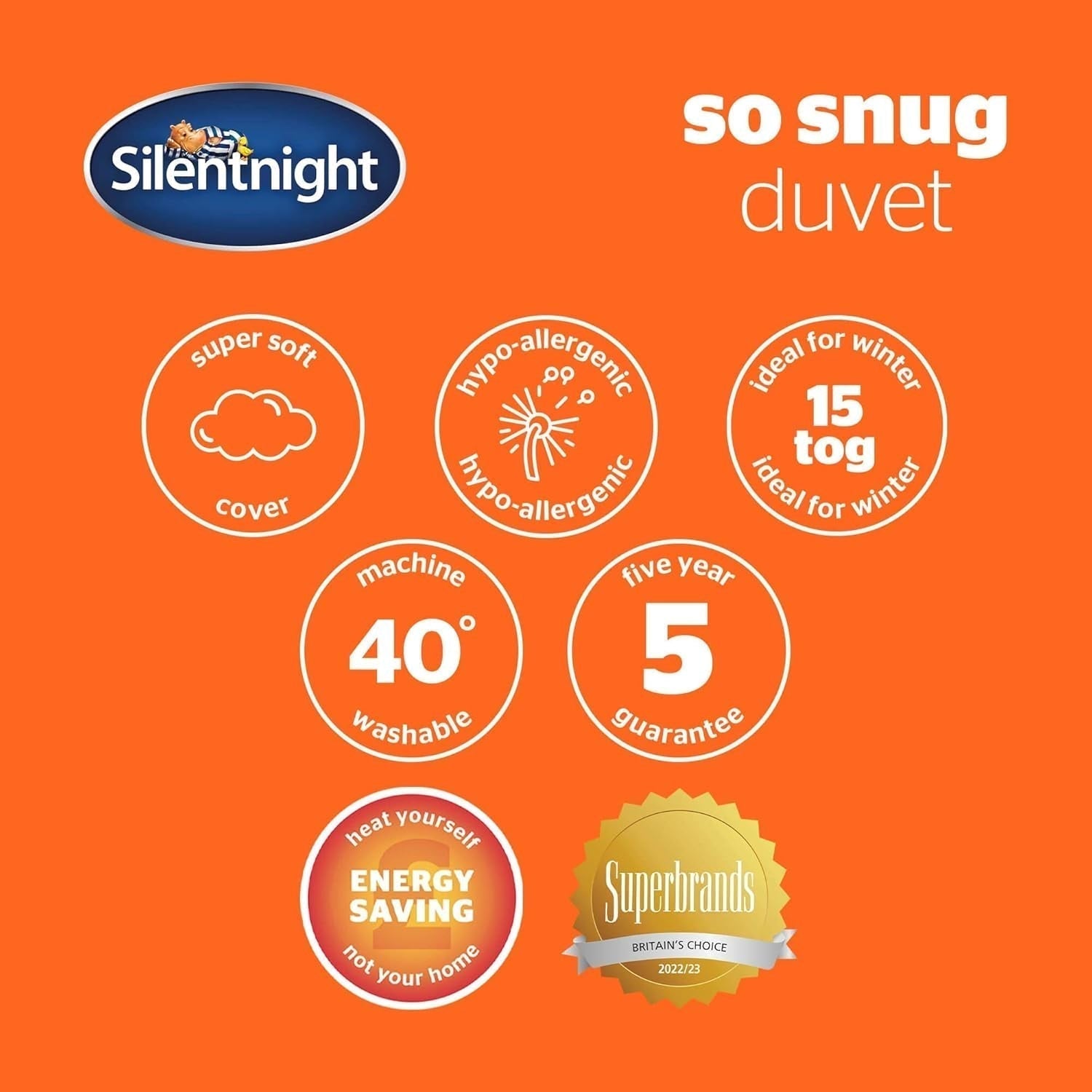 Silentnight so Snug 534222GE Täcken för king size-säng, 15 tog, varm, mysig, tjock, allergivänlig och maskintvättbar, vit, king size-säng täcken och täcken Naty Shop