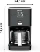 Krups Smart'n Light kaffemaskin med timer, för 1,25 liter filterkaffe, varmhållningsfunktion, automatisk avstängning, svart, KM600810