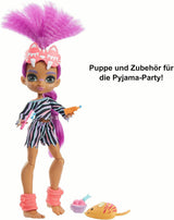 Cave Club GTH02 - Roaralai Pyjamas Party Fun Doll, Leddocka med lila hår och tillbehör, present till barn från 4 år och uppåt, Flerfärgad