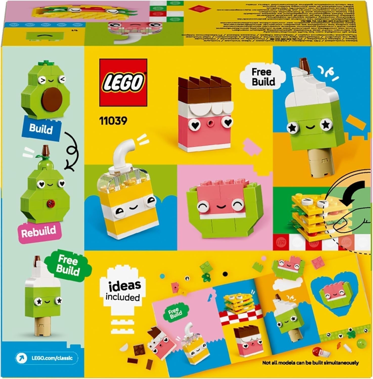 LEGO Classic Creative Snack Building Fun, Matleksak för fantasifulla rollspel, Byggset för pojkar och flickor 4 år gamla, Cupcake, Avokado, Popsicle och Taco 11039 Byggset Besuche den LEGO-Store