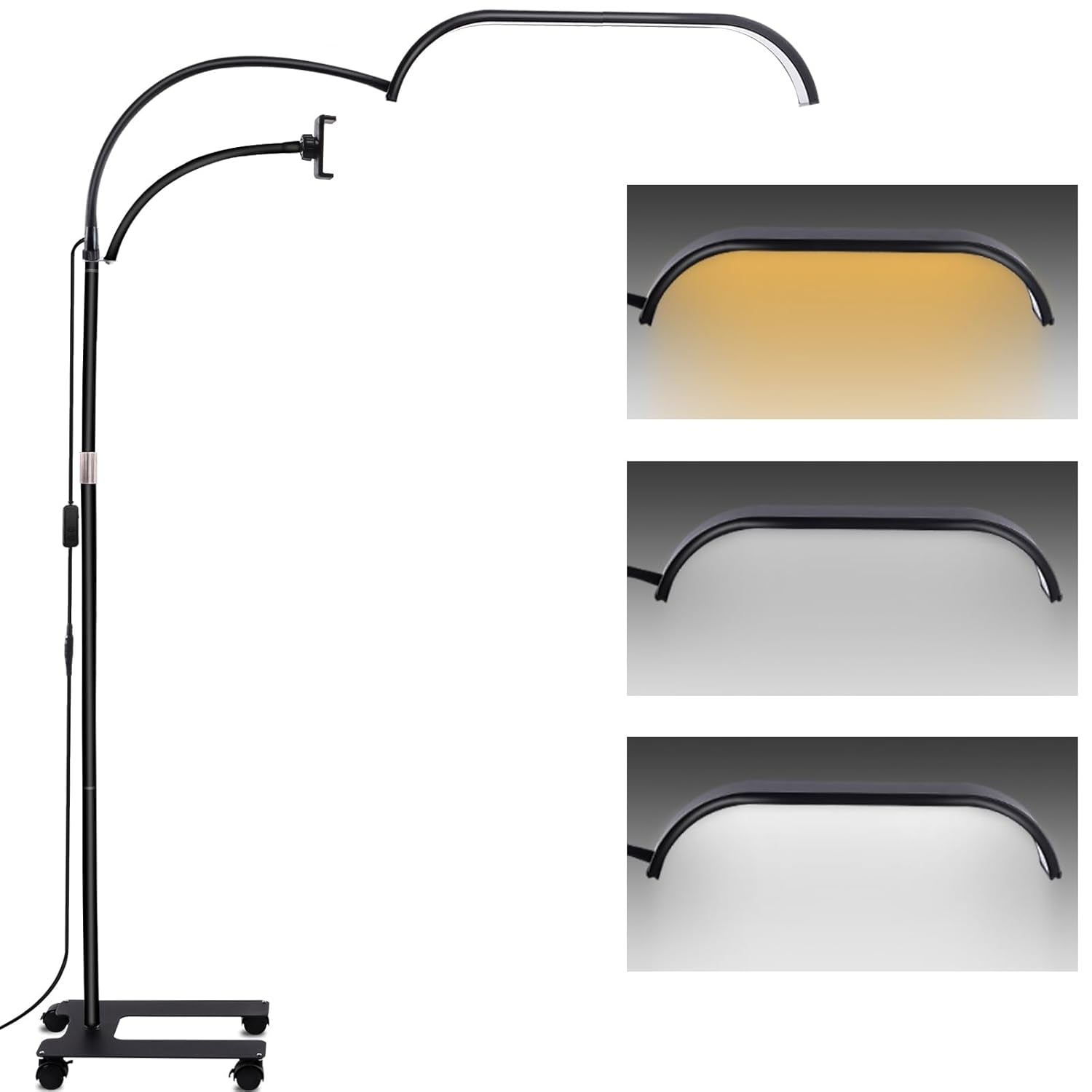 Kalolary Lampadaire, Lash Lumière Pour Extensions De Cils Regglable À 360°, 3000K-6000K Demi-Lune Lamp, Lamp De Beauté (Halvmånelampa)