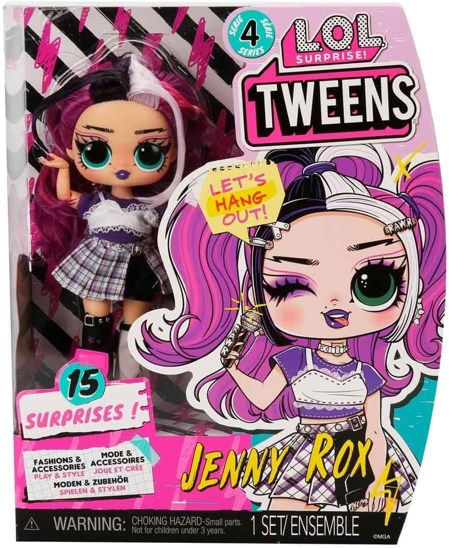 LOL Överraskning! Pre-teen Fashion Doll Series 4 - Jenny Rox - Packar upp 15 fantastiska överraskningar och tillbehör - Fantastisk present för åldrarna 4 och uppåt