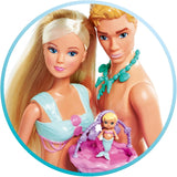 Simba 105733524 - Steffi Love Mermaid Family, gravid sjöjungfrudocka med Kevin som sjöjungfru, med spjälsäng, 29 cm dress-up dockor, lekdockor, för 3+ år gamla dockor Naty Shop