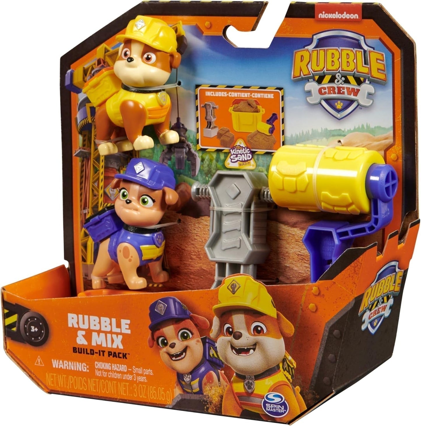 Rubble & Crew - Rubble & Mix Figur Action Figurer Set, 2 Byggleksaker och 85G Kinetic Byggsand, Leksak Lämplig för Barn 3 år och uppåt Action Figurer Naty Shop