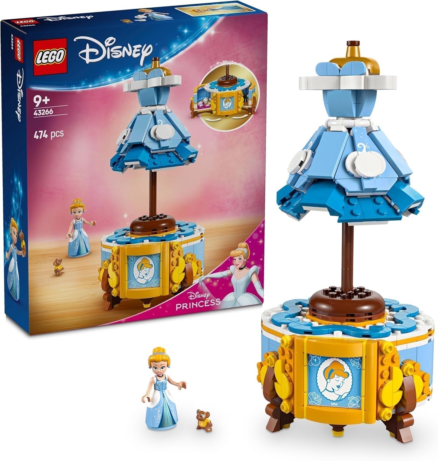 LEGO Ç€ Disney Princess Askungen klänning, leksak för pojkar och flickor från 9 år - innehåller en klädhängare, en Cinderella minidocka och en musfigur - Creative Playset 43266 Byggset Beuche den LEGO-Store Standardtitel