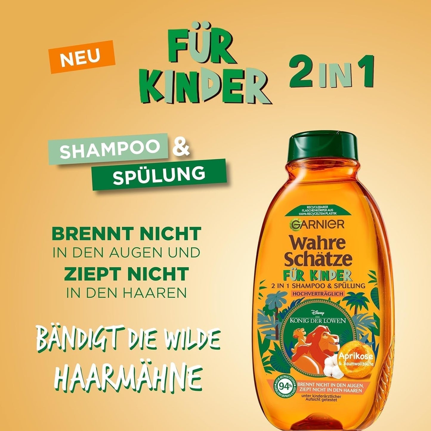 Garnier Schampo för barn, för känsligt hår och lätt att kamma, med aprikos och bomullsblommor Garnier Dusch och badkar