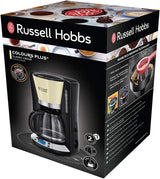 Russell Hobbs kaffebryggare [Digital timer, duschhuvud för optimal extraktion och arom] Färger+ Kräm (1 till 10 koppar, 1,25 L glaskaraff, värmeplatta, 1100W) Filterkaffebryggare 24033-56