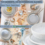 SANGER | 12 delar Santorini servisset 4 personer tallrik set MYCKET BRA betygsatt stengods servis set inklusive middagstallrikar, desserttallrikar och suma tallrikar Creme Lila Blå Gradient | PREMIUM KOLLEKTIONEN