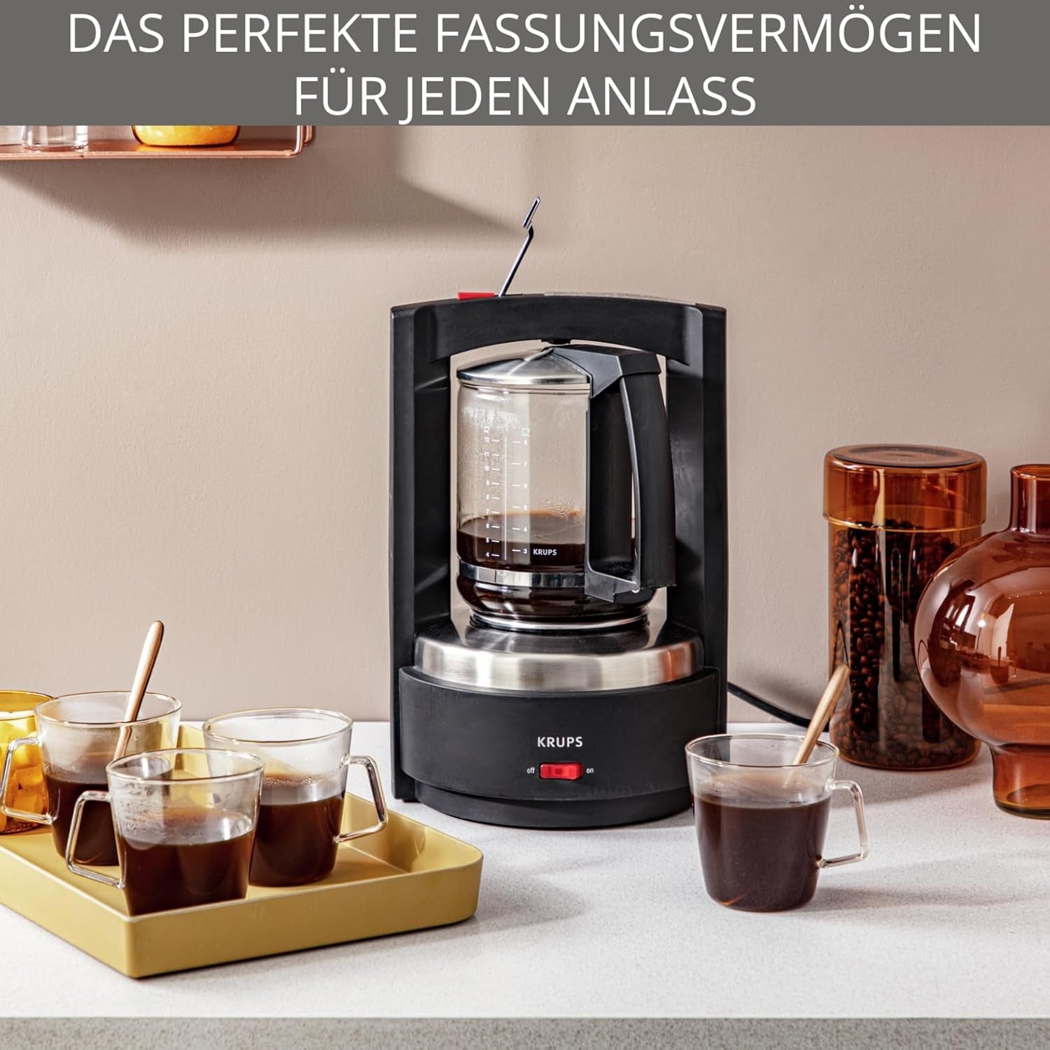 Krups T8 Filter Espressomaskin, 850 Watt, Autoavstängning, 8-12 koppar, 1 L Kapacitet, Permanent Filter, Belyst På/Av-brytare, Lätt att använda, Svart, KM4689