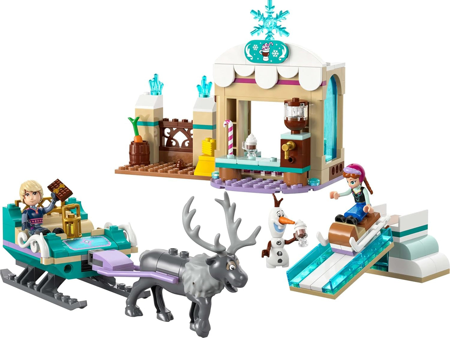 LEGO Ç€ Disney Frozen Annas slädeäventyr, Byggleksak och Fantasilekset, Chokladställ med Anna, Kristoff, Olaf och Sven Minidockor, Prinsessleksak för tjejer från 4 år 43256 Byggset Besuche den LEGO-Store