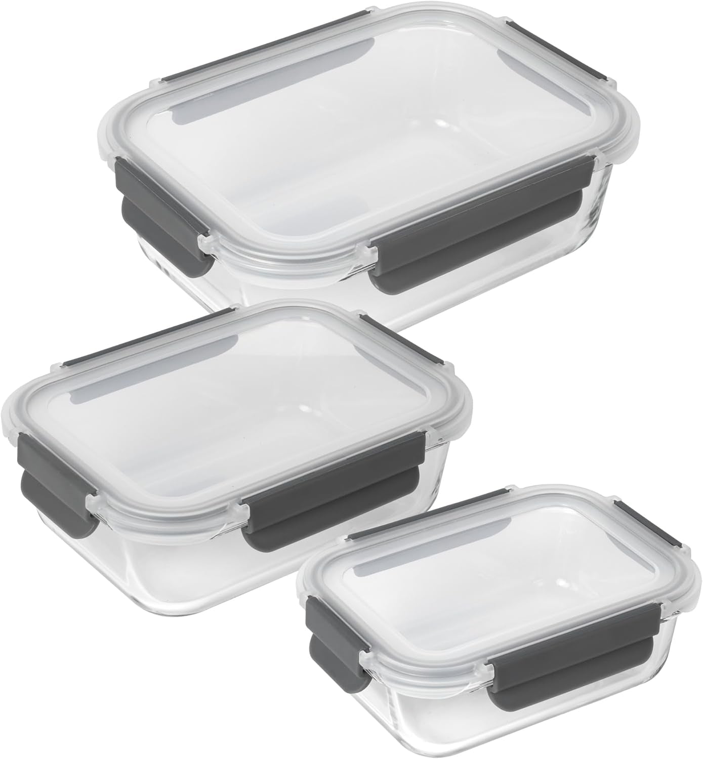 KUHN RIKON 24031 Glasburk, glas, transparent Matförvaringslådor Naty Shop Set 0,64 L/1,05 L/1,52 L