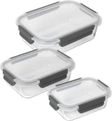 KUHN RIKON 24031 Glasburk, glas, transparent Matförvaringslådor Naty Shop Set 0,64 L/1,05 L/1,52 L