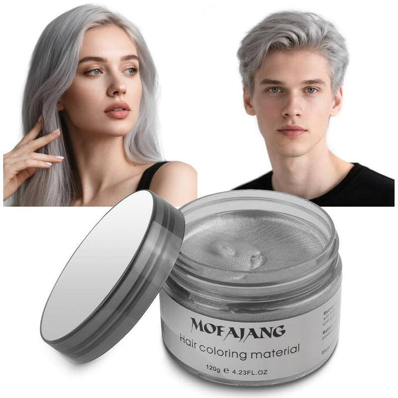 Tillfällig hårfärg, 4,23 ounce färgvax för män kvinnor, tvättbar naturlig färg pomada, omedelbar hårfärg för fest, cosplay, Halloween (röd) Naty Shop Hårfärg grå 120 g (1 förpackning)