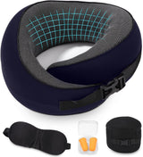 Flygplans nackkudde, Memory Foam resekudde, vuxen nackkudde, justerbar tvättbar flygplanskudde, ergonomisk resekudde (grå) cervikala ortopediska kuddar Naty Shop Navy