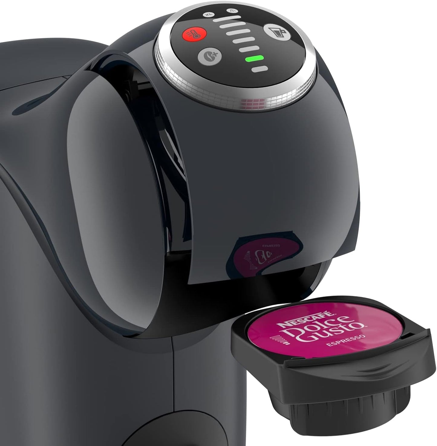 NESCAFÉ Dolce Gusto Genio S Plus från Krups, kompakt kapselkaffemaskin, kapacitet 0,8 liter, 1500 watt, automatisk avkalkningsvarning, space grey, KP340B