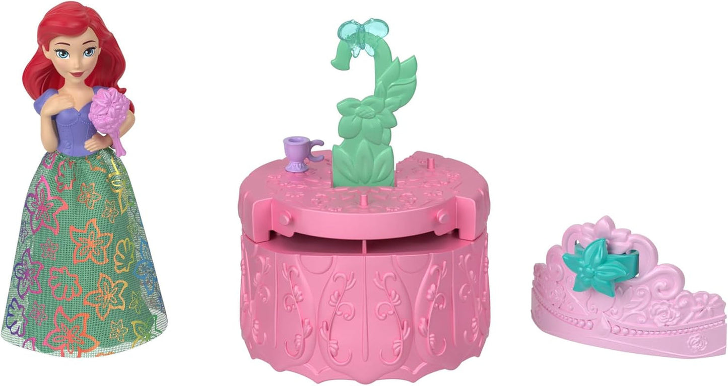 Mattel Disney Princess Royal Color Reveal liten docka med 6 överraskningar, inklusive doftring och 4 tillbehör (dockor kan variera), Garden Party Series HRN63