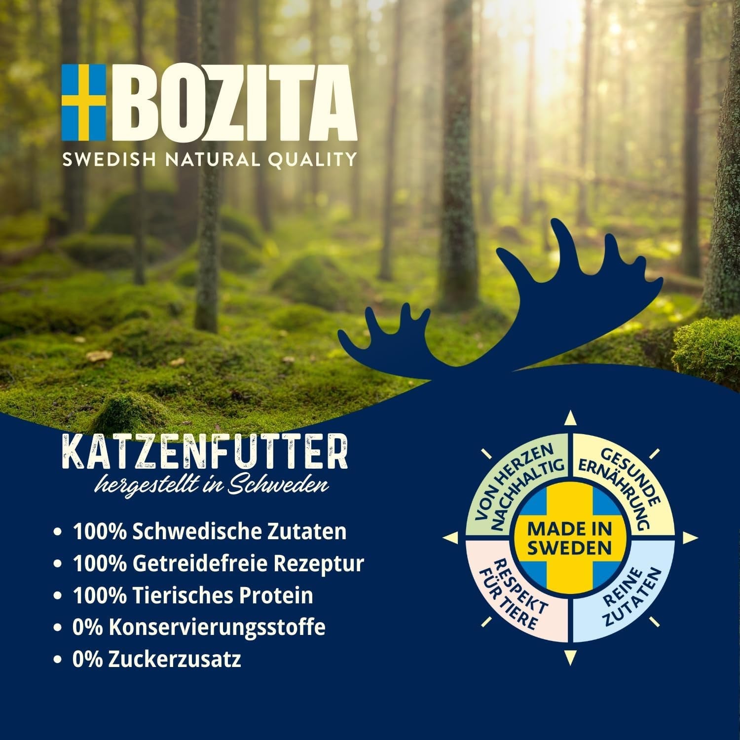 Bozita Senior 8+ Mound våtmat för katter med spannmål och massor av kyckling - 12 påsar x 85g, spannmåls- och vetefritt våtmat för katter - Våtmat för katter med 8,5 % protein och 4,5 % fett