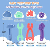 Baby Teether [Original] - Silikonbitringleksak, Cool bitring, Brickhjälp, BPA-fri | Leksaker, tillbehör och presenter för småbarn 3+ månader | Paket om 4